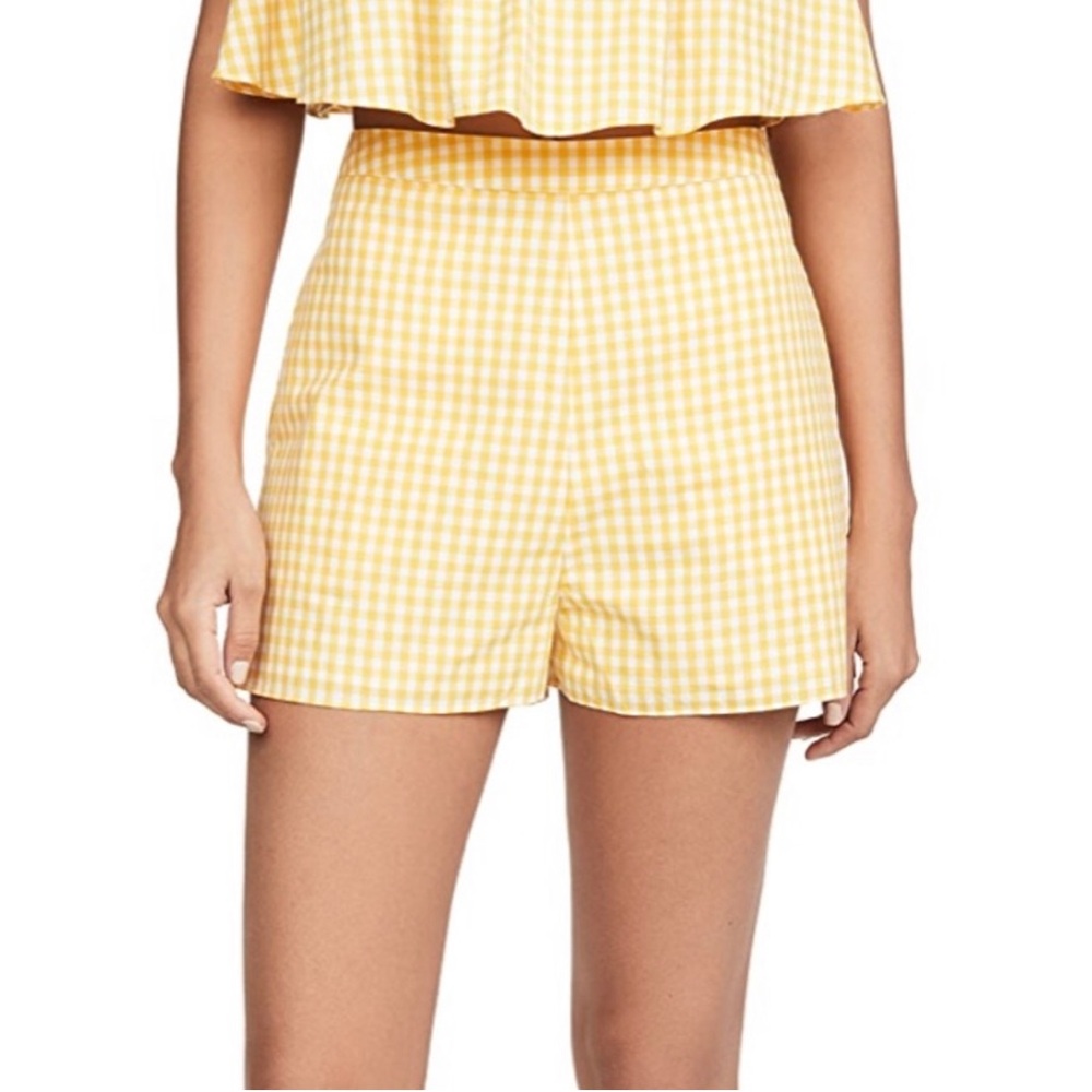 Kos Resort Gingham Yellow Cotton Shorts